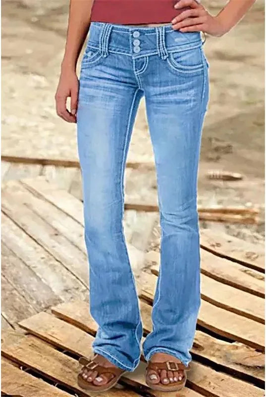 Aldridge Low-Rise Bootcut Jeans - Color:Light Blue;Size:XXS