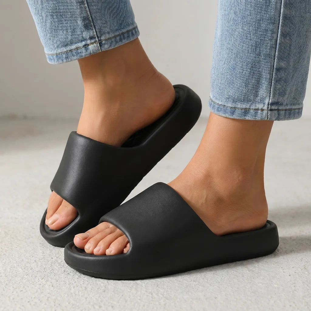 Aleesha Thick Sole Slides - Color:Black;Size:36-37