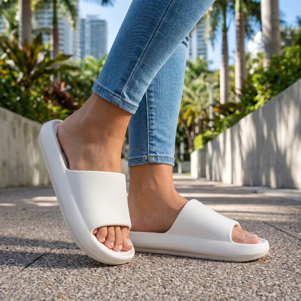 Women's Gray Roxbury Thick Sole Slides
