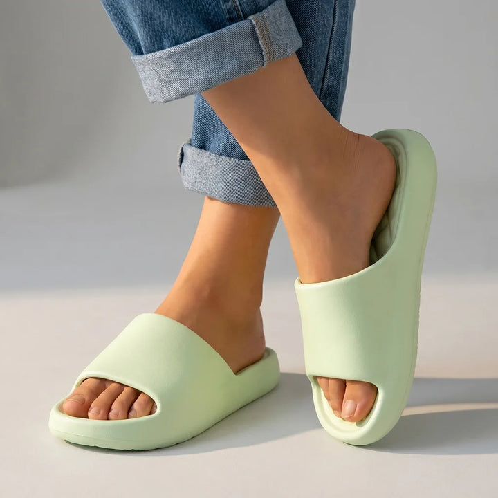 Aleesha Thick Sole Slides - Color:Green;Size:36-37