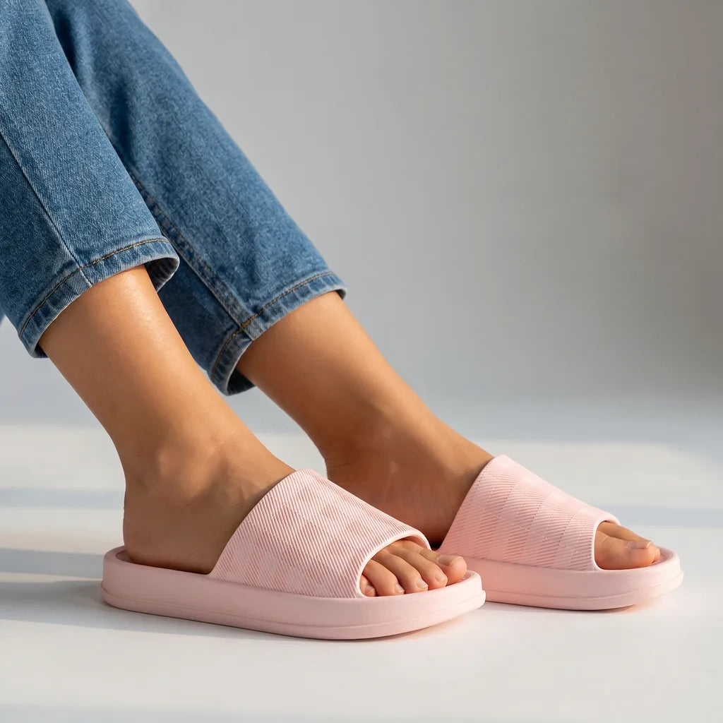 Aleesha Thick Sole Slides - Color:Pink;Size:36-37
