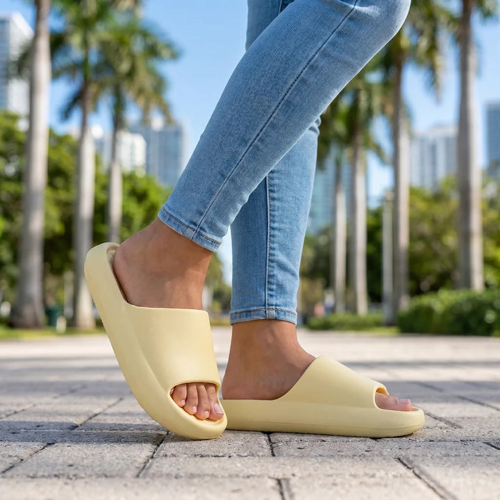 Women's Yellow Roxbury Thick Sole Slides