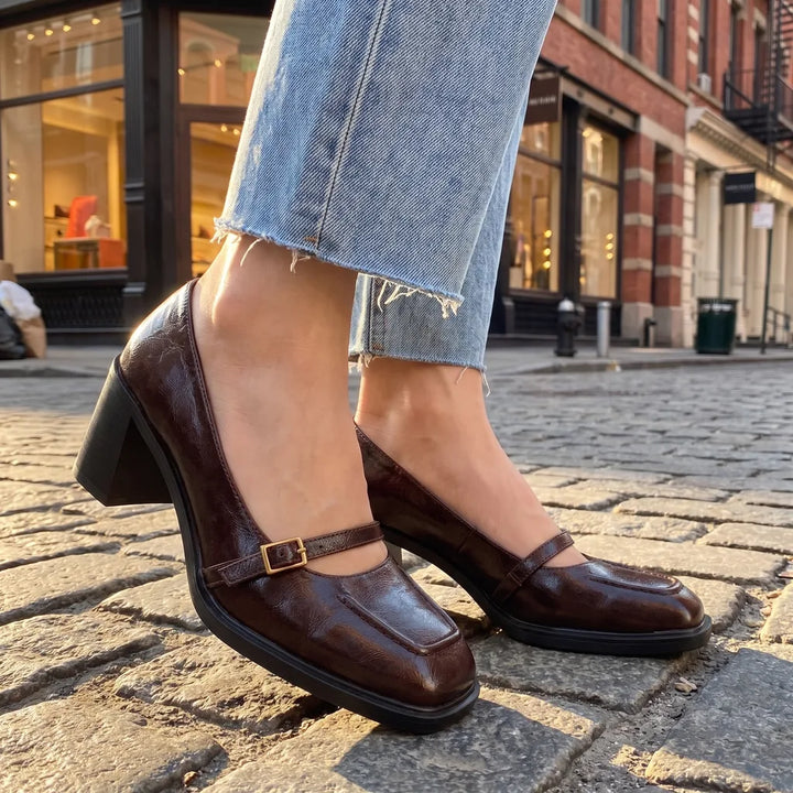 Women's Brown Alessandra Sheepskin Mary Janes