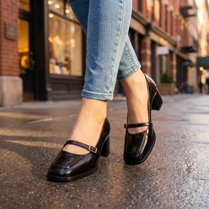 Women's Black Alessandra Sheepskin Mary Janes