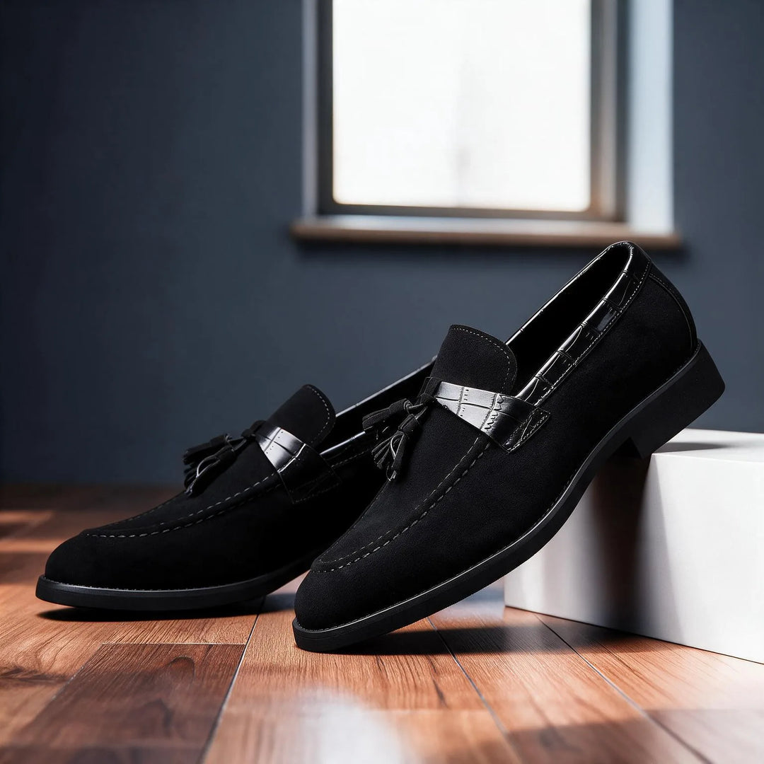 Alessandro Italian leather loafers for men in black