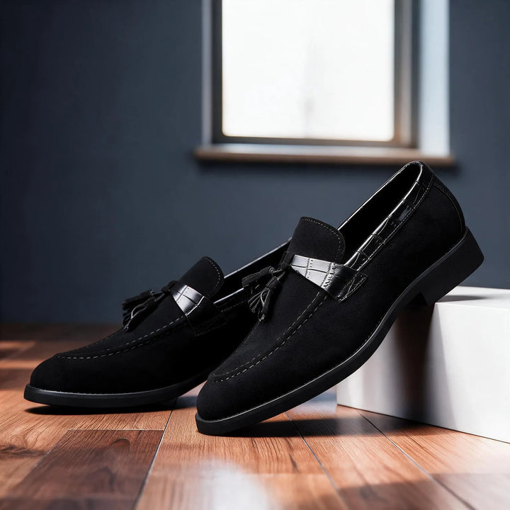 Alessandro Italian leather loafers for men in black
