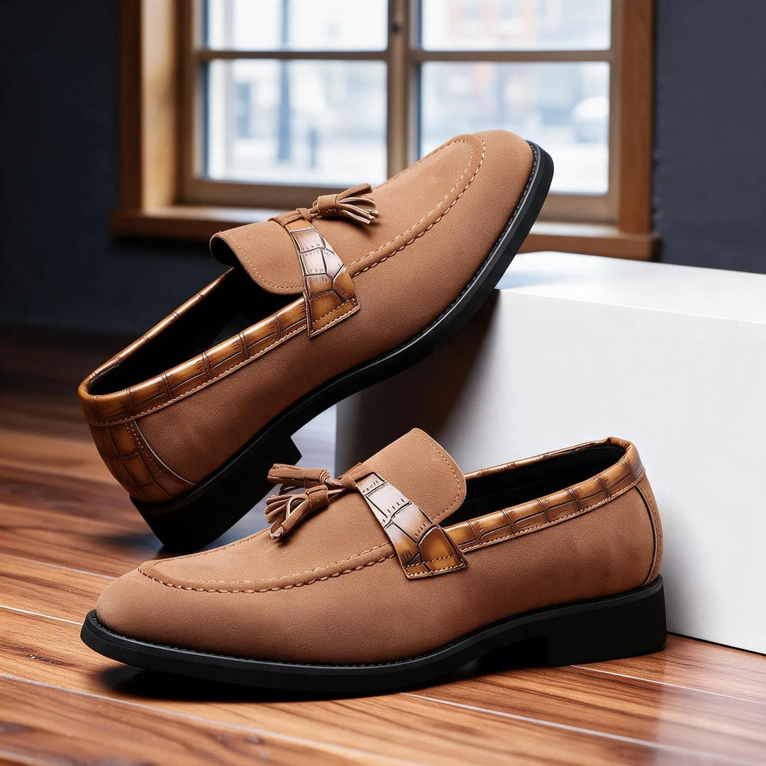 Alessandro Italian leather loafers for men in brown side view