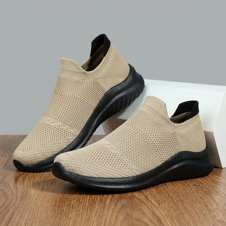 Alex Mesh Knit Trainers - Color:Khaki;Size:38
