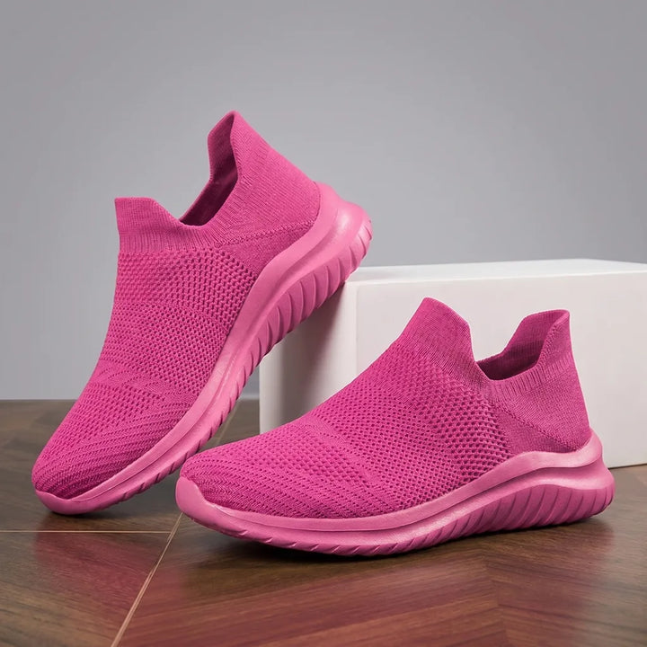 Alex Mesh Knit Trainers - Color:Neon Pink;Size:38