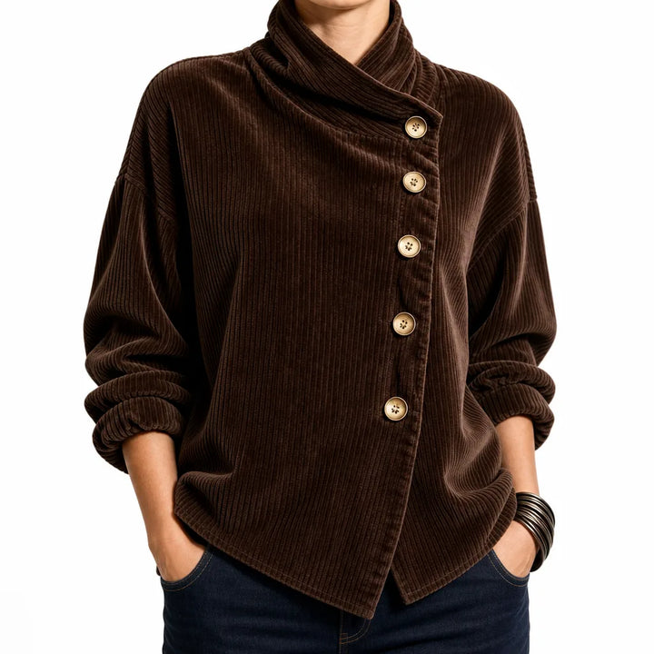 Alexia | Women's Corduroy Cardigan Jacket - Color:Brown;Size:XS
