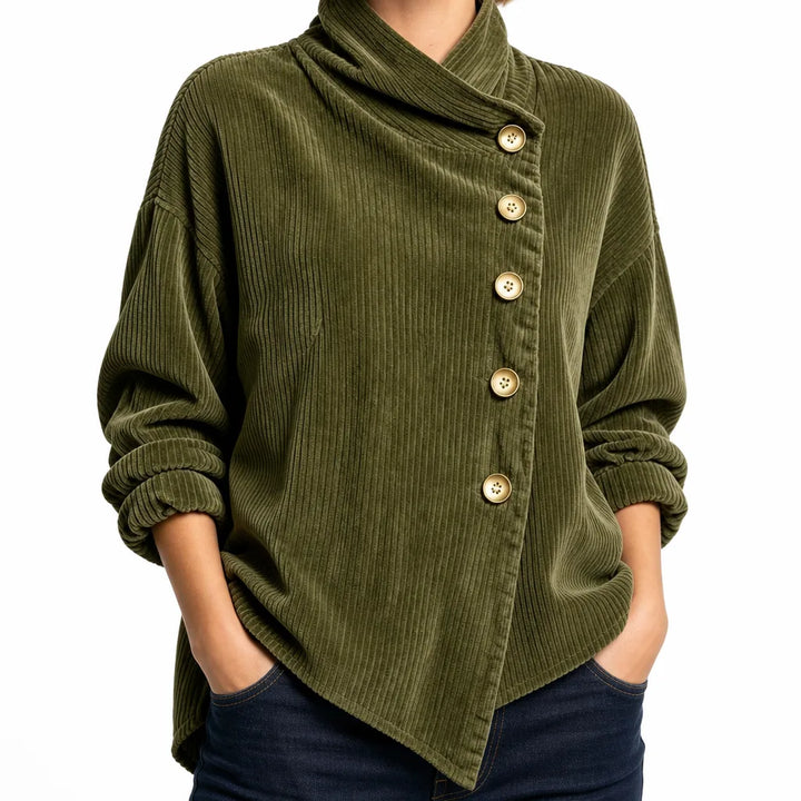 Alexia | Women's Corduroy Cardigan Jacket - Color:Green;Size:XS