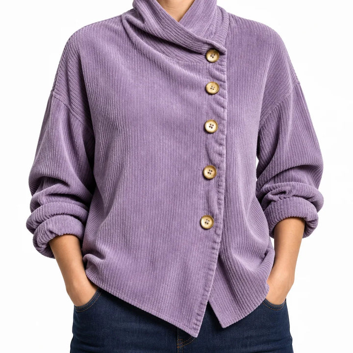 Alexia | Women's Corduroy Cardigan Jacket - Color:Purple;Size:XS