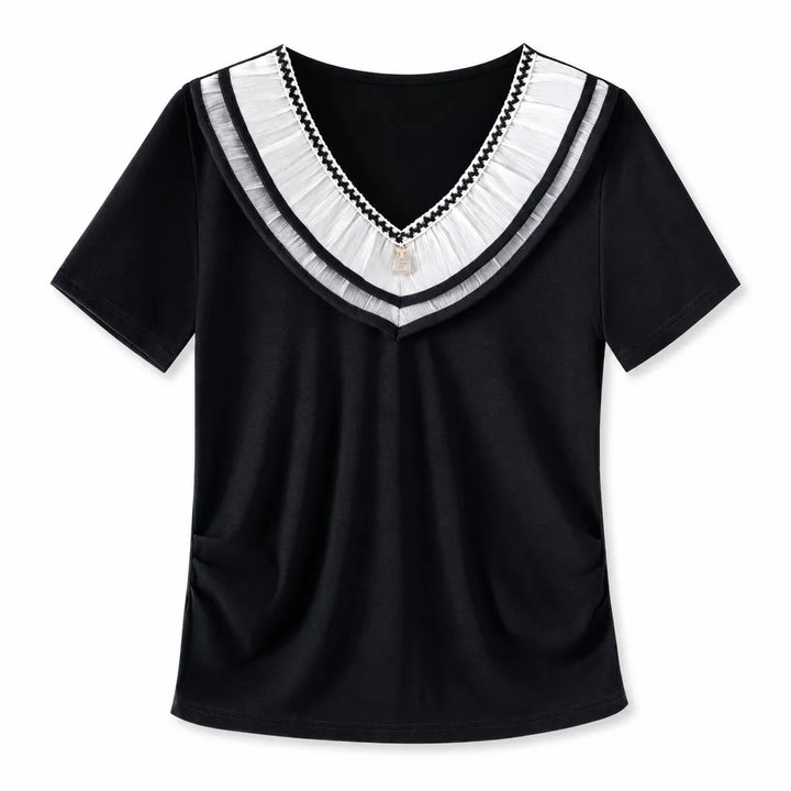Alexis V-Neck Top - Color:Black;Size:S