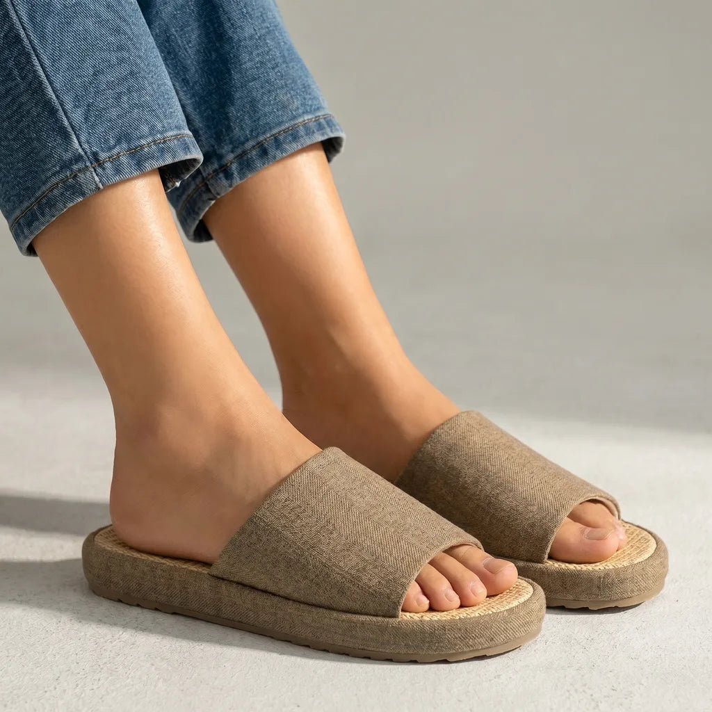 Alia Open-Toe Slippers - Color:Brown;Size:36 -37