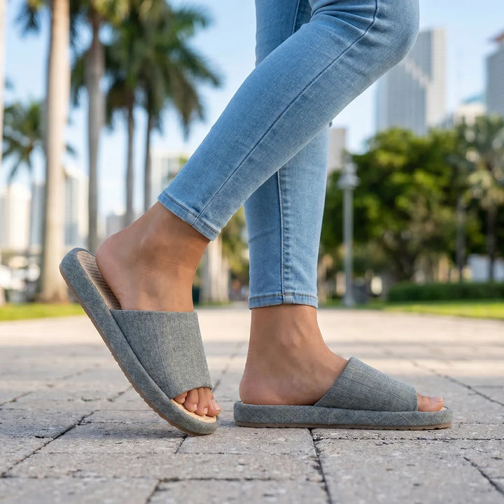 Men's Gray Devlin Open-Toe Slippers