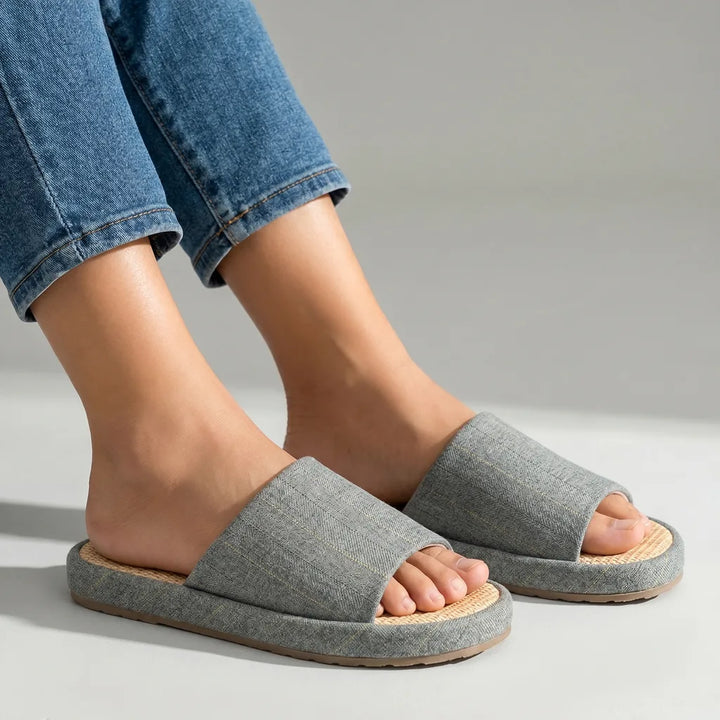 Alia Open-Toe Slippers - Color:Gray;Size:36 -37