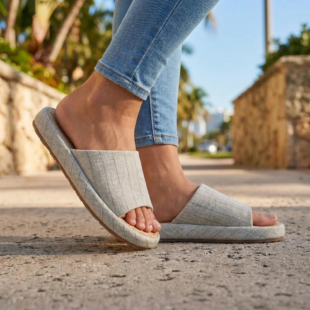 Men's White Devlin Open-Toe Slippers