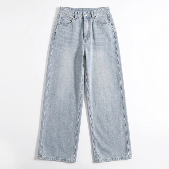 Alice Straight Jeans - Color:Gray Blue;Size:XS