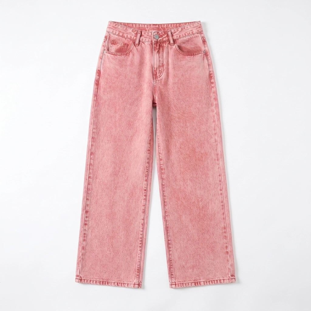 Alice Straight Jeans - Color:Pink;Size:XS
