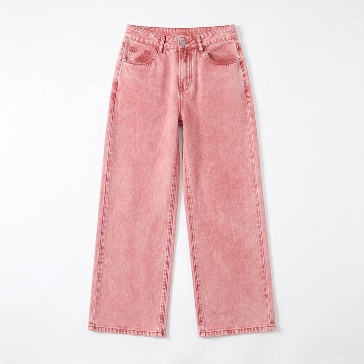 Alice Straight Jeans - Color:Pink;Size:XS