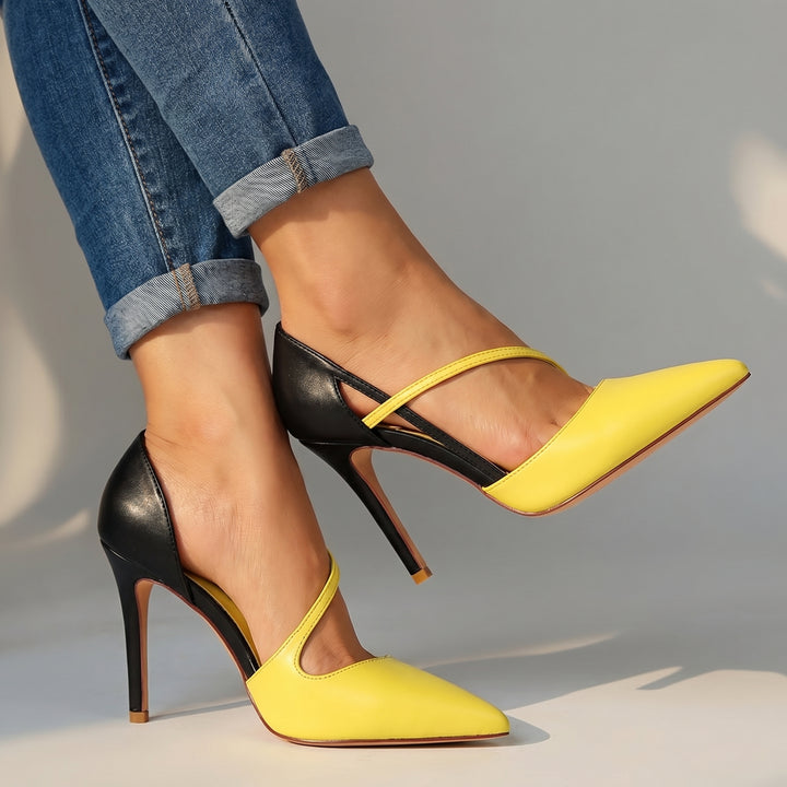 Alina Cut-Out Pumps - Color:Yellow;Size:35