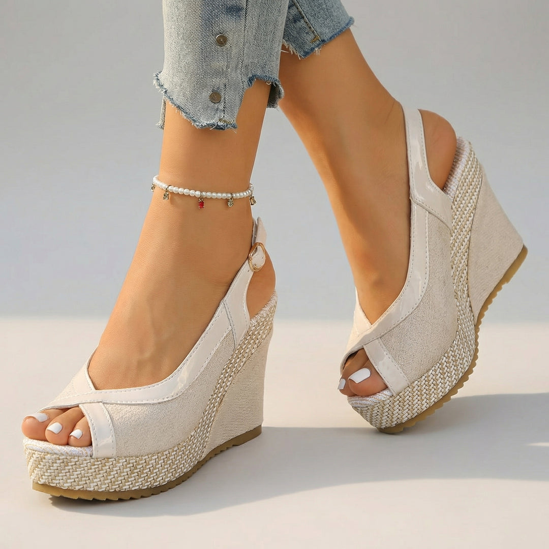 Alina Wedge Sandals - Color:Cream;Size:36