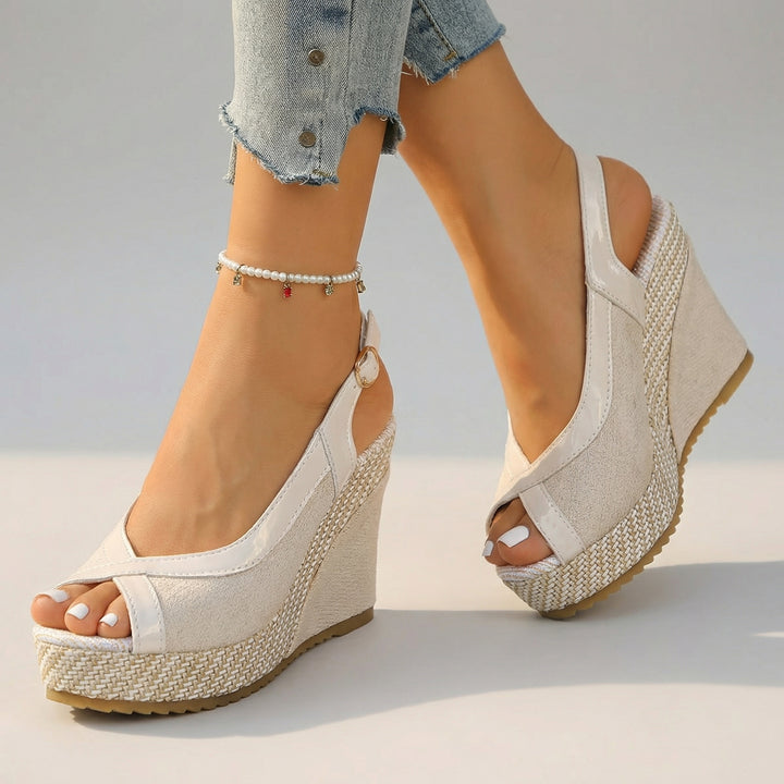 Alina Wedge Sandals - Color:Cream;Size:36