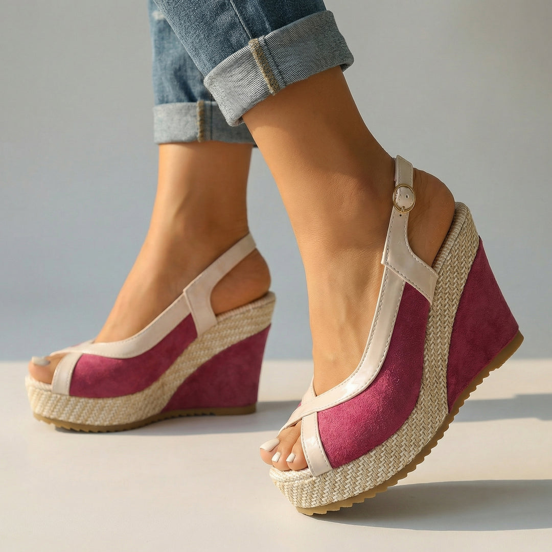 Alina Wedge Sandals - Color:Rose;Size:36