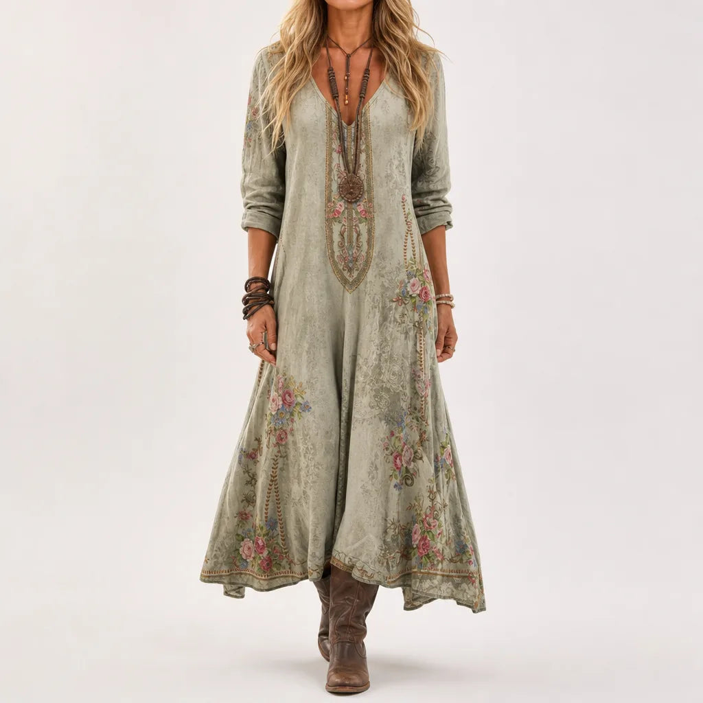 Women's Multicolor Alissa | Women's Vintages Long Sleeve Dress -No match