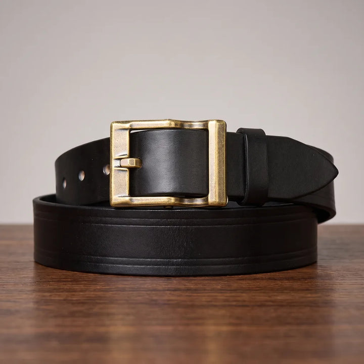 Alistair | Men's Leather Buckle Belts - Color:Black;Length (inches):42 inches