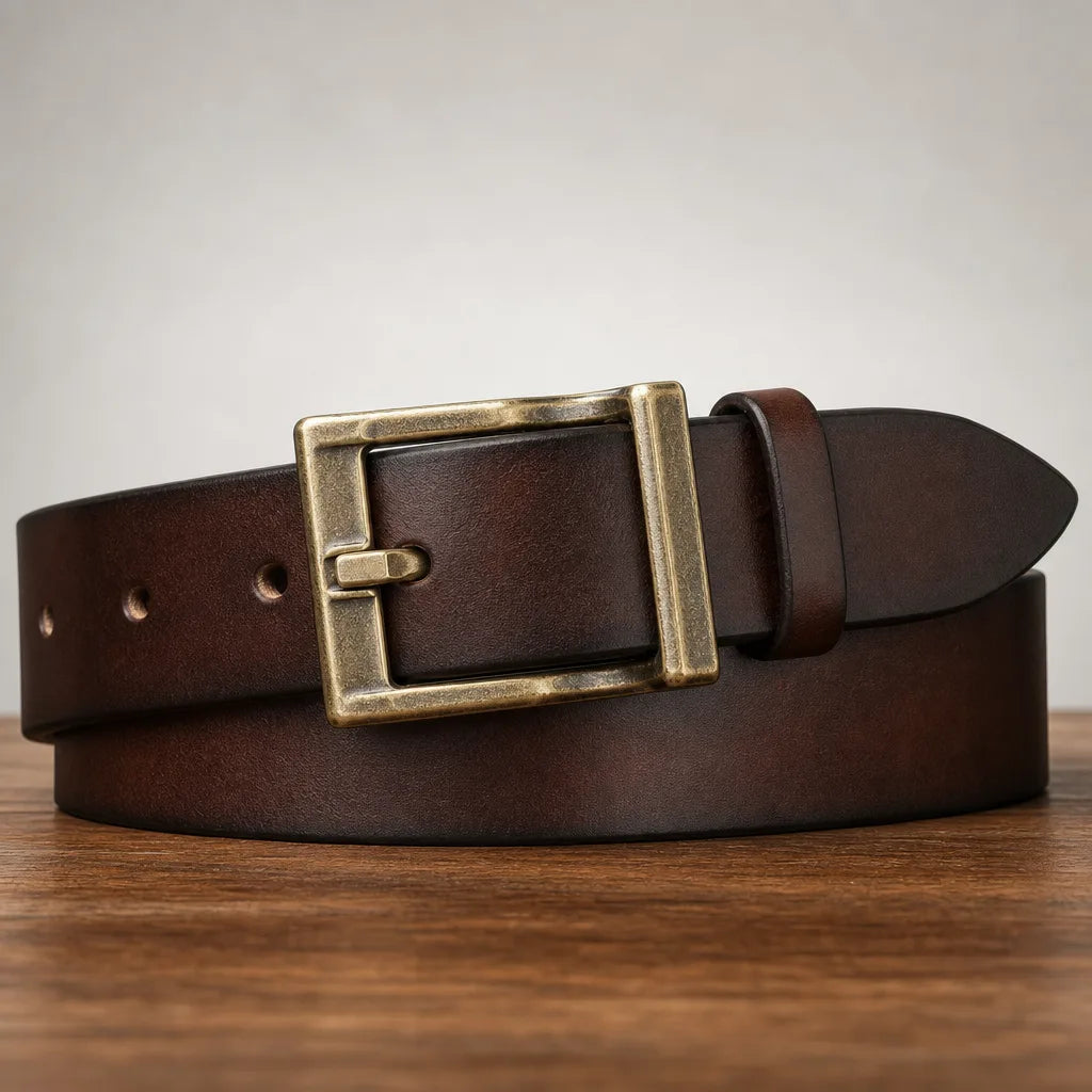 Alistair | Men's Leather Buckle Belts - Color:Brown;Length (inches):42 inches