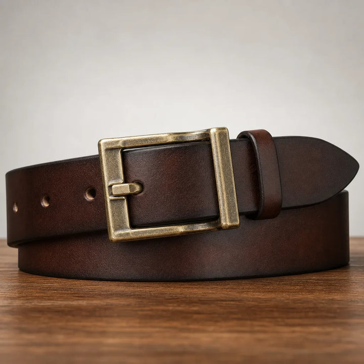 Alistair | Men's Leather Buckle Belts - Color:Brown;Length (inches):42 inches
