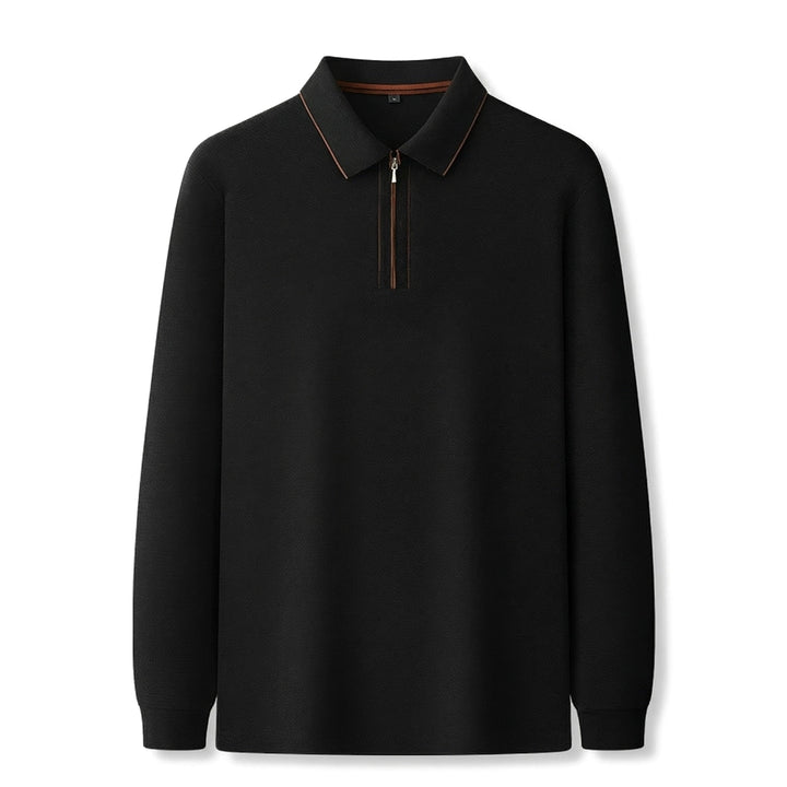 Alister Cotton Quarter-Zip Polo - Color:Black;Size:S