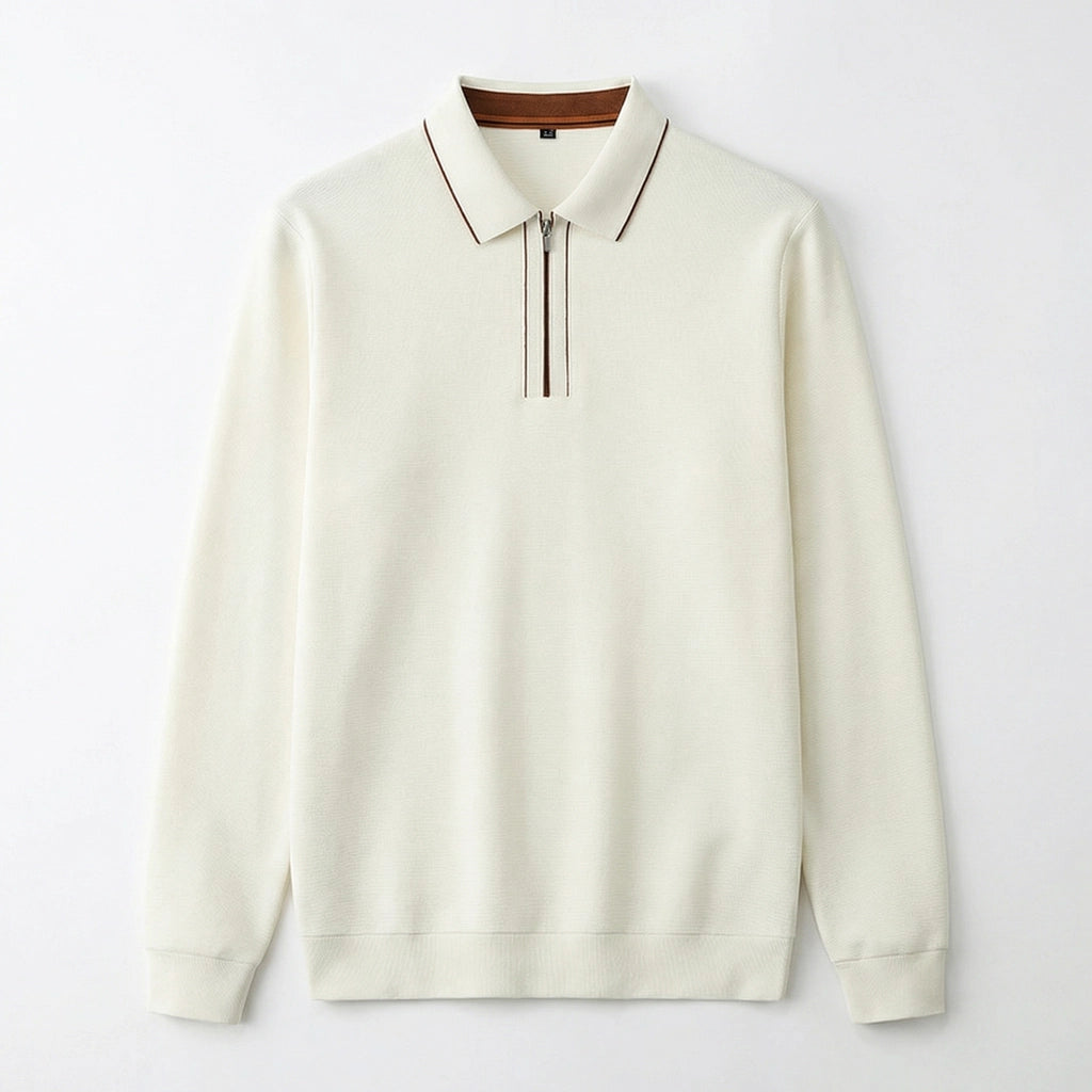 Alister Cotton Quarter-Zip Polo - Color:White;Size:S