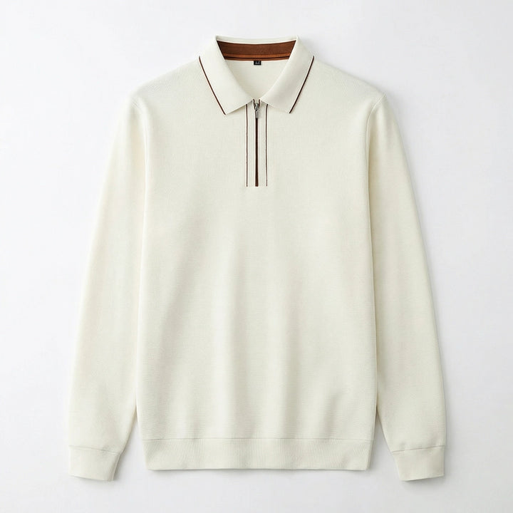 Alister Cotton Quarter-Zip Polo - Color:White;Size:S