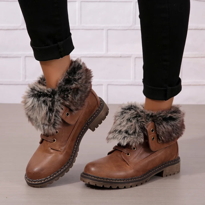 Aliya |  Women's Plush Knee High Boots - Color:Brown;Size:36