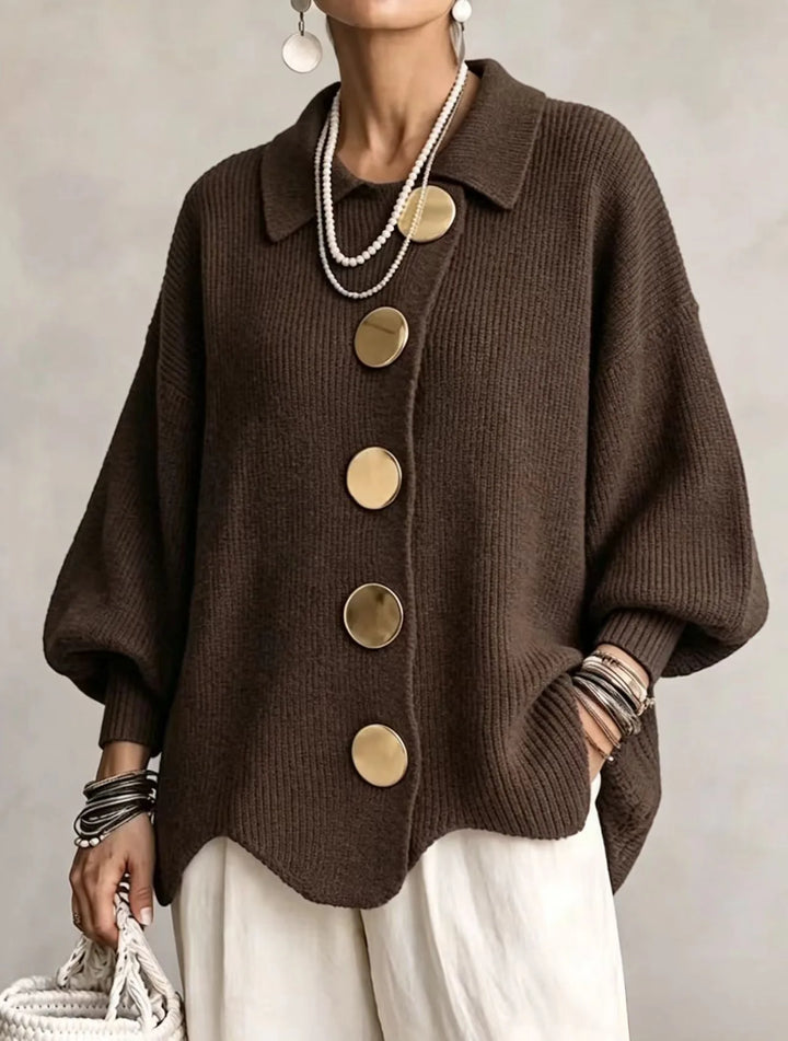 Aliyah | Women's Cozy Oversized Cardigan - Size:XS;Color:Brown
