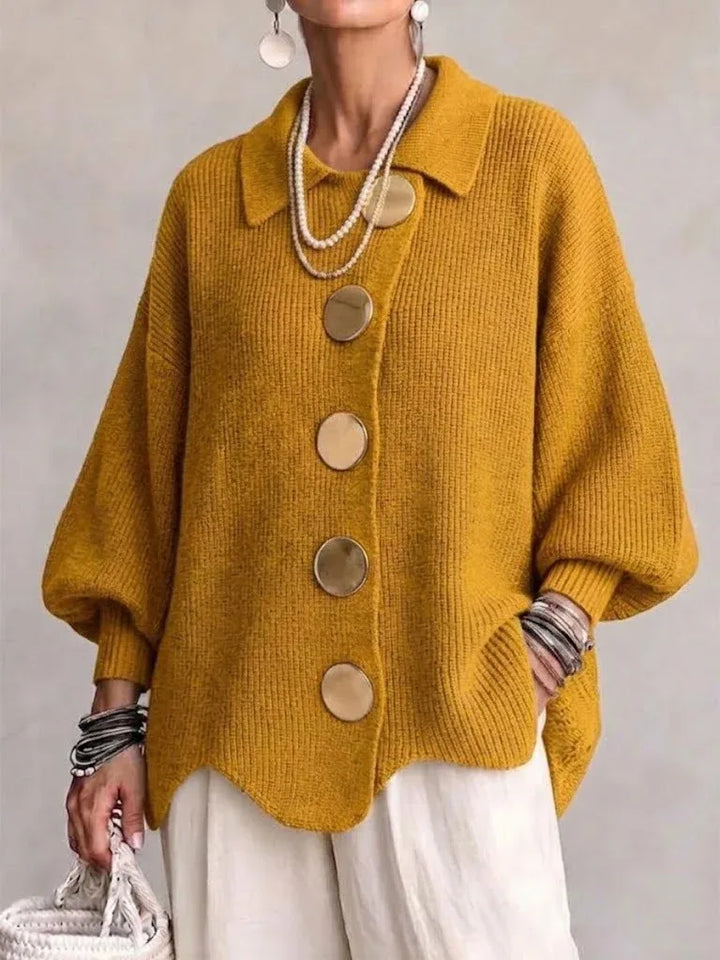 Aliyah | Women's Cozy Oversized Cardigan - Size:XS;Color:Gold
