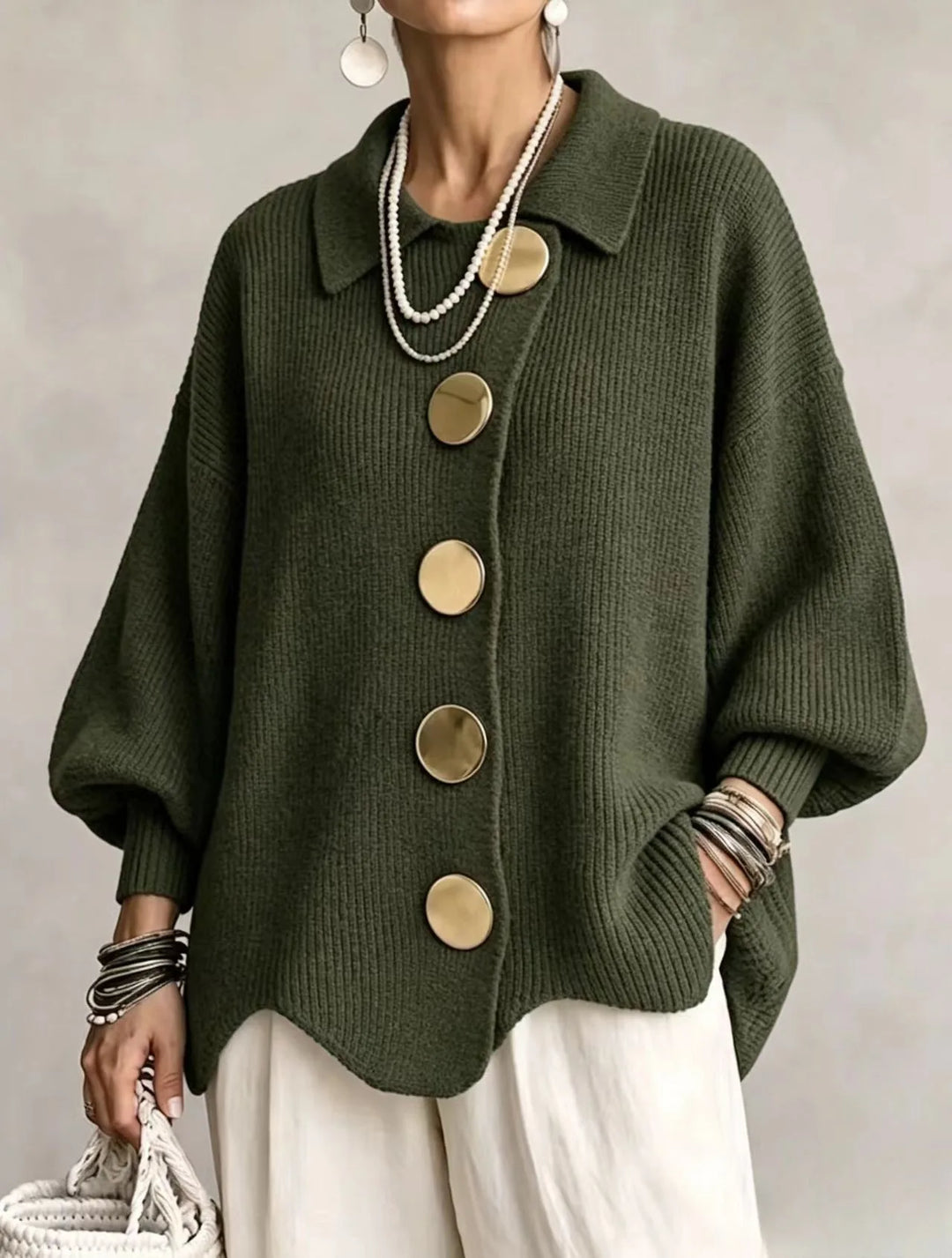 Aliyah | Women's Cozy Oversized Cardigan - Size:XS;Color:Green