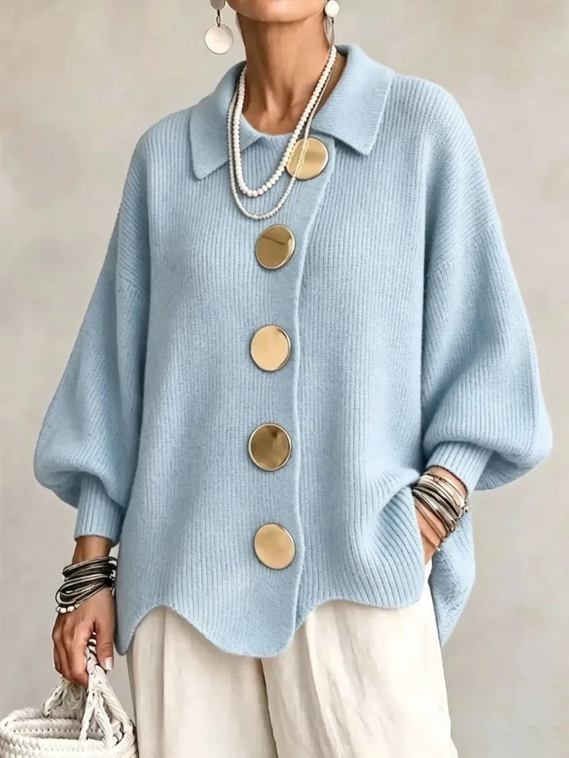 Aliyah | Women's Cozy Oversized Cardigan - Size:XS;Color:Light Blue