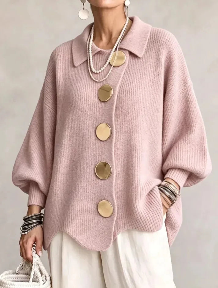 Aliyah | Women's Cozy Oversized Cardigan - Size:XS;Color:Pink