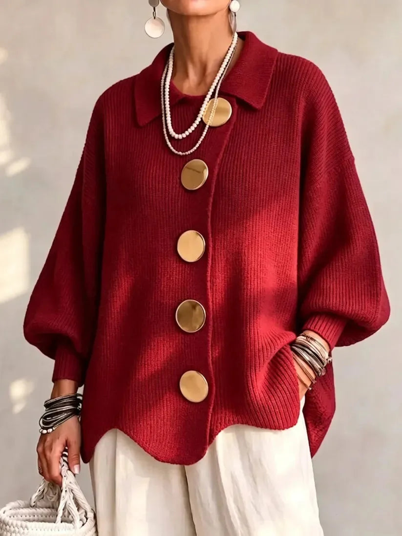 Aliyah | Women's Cozy Oversized Cardigan - Size:XS;Color:Red
