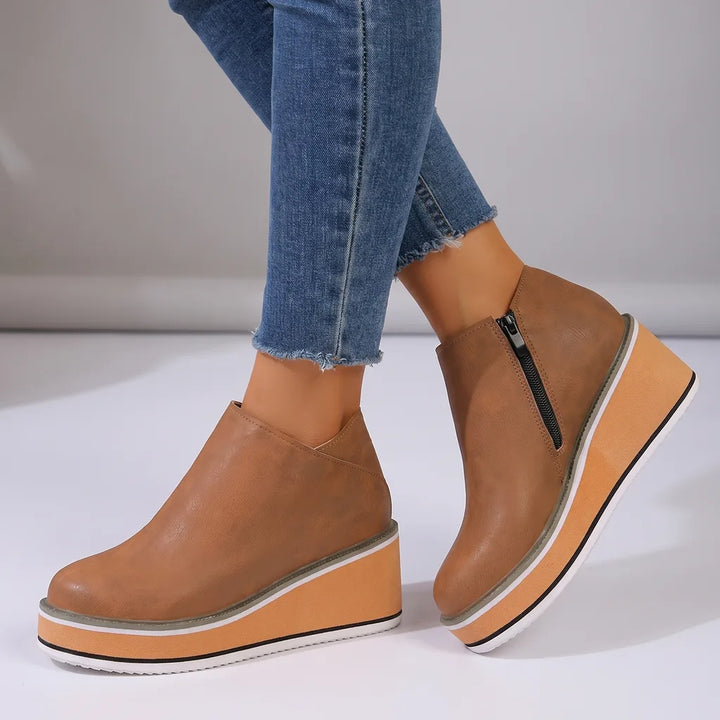 Aliza | Women's Orthopedic Non-Slip Ankle Boots - Color:Beige;Size:36