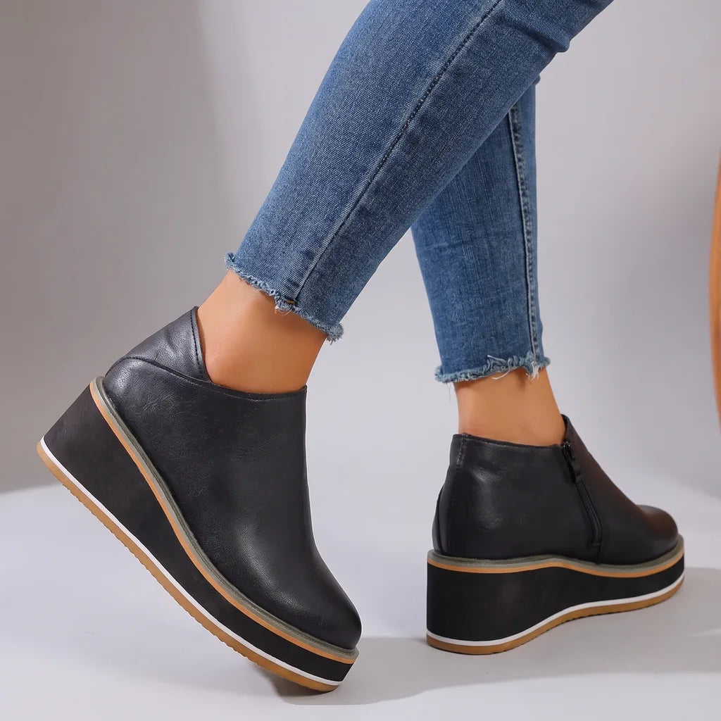 Aliza | Women's Orthopedic Non-Slip Ankle Boots - Color:Black;Size:36
