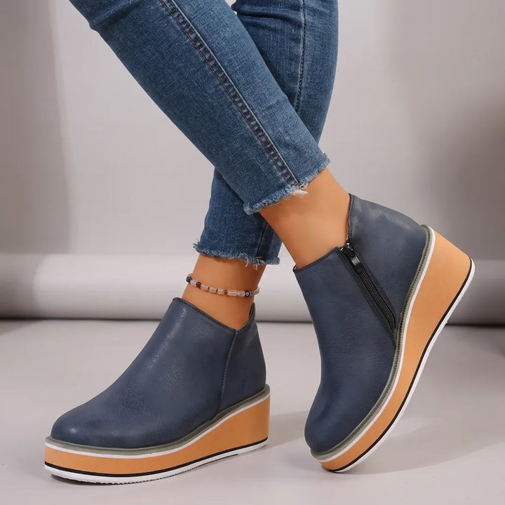 Aliza | Women's Orthopedic Non-Slip Ankle Boots - Color:Blue;Size:36