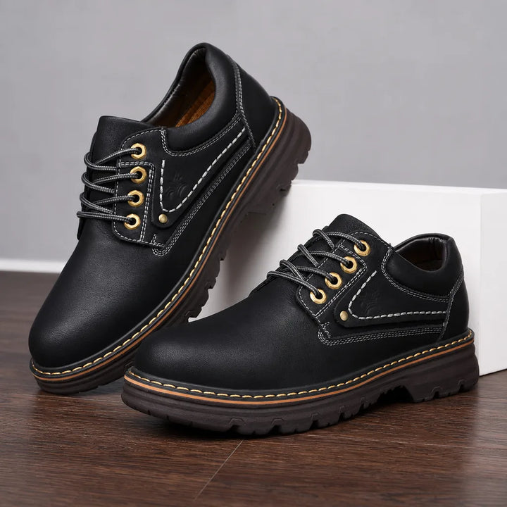 Allan | Men's Leather Derbies - Color:Black;Size:38