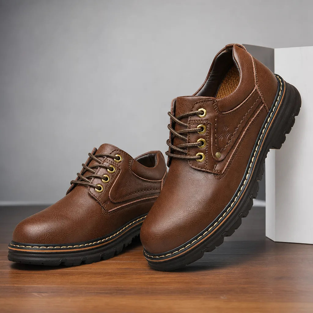 Allan | Men's Leather Derbies - Color:Brown;Size:38