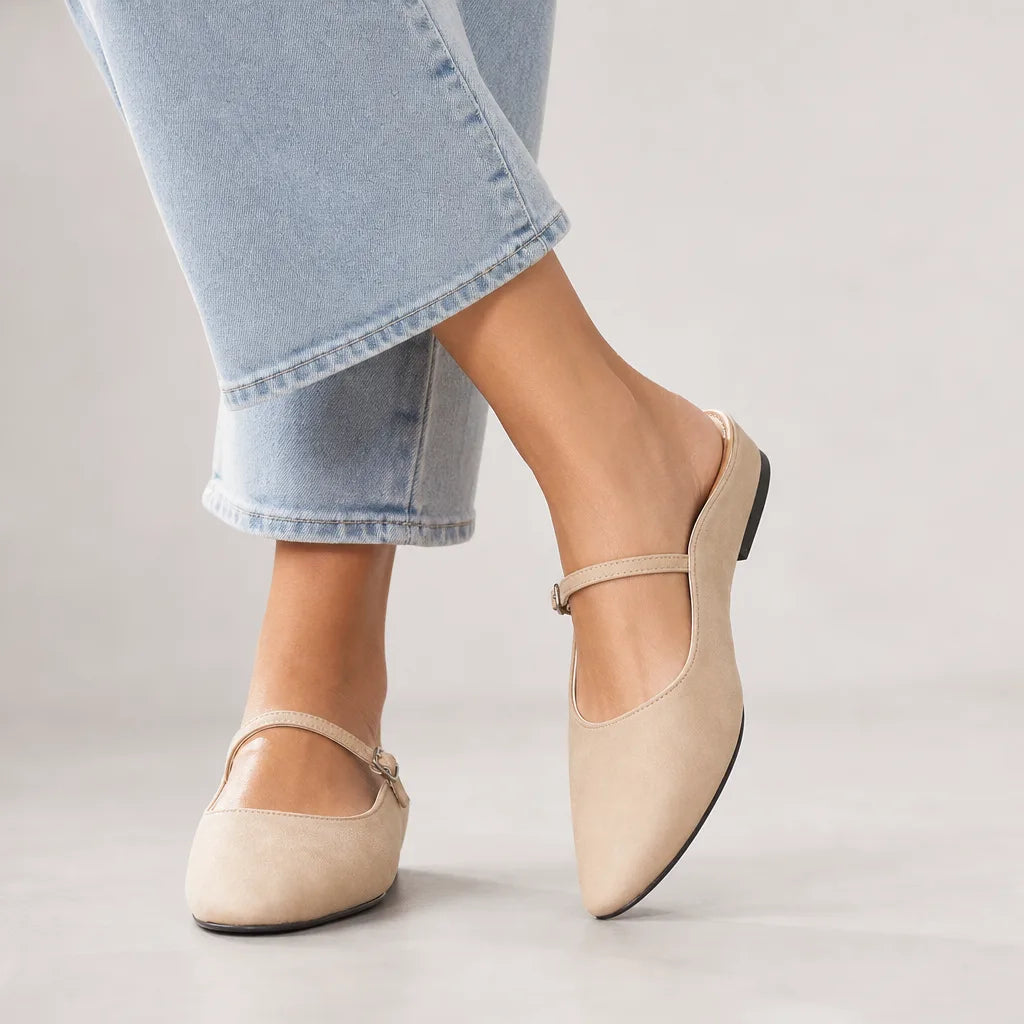 Amaya Mule Sandals - Color:Beige;Size:35