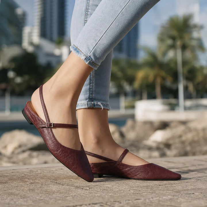 Women's Red Leeds Leather Mule Sandals