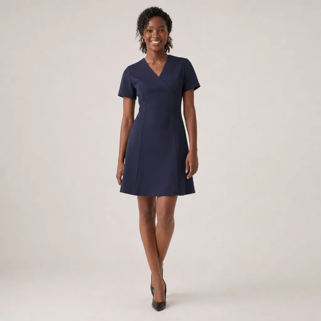Amaya Work Dress - Color:Blue;Size:XS